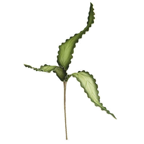 Wavy Green Leaves Faux Plant Stem Set of 6