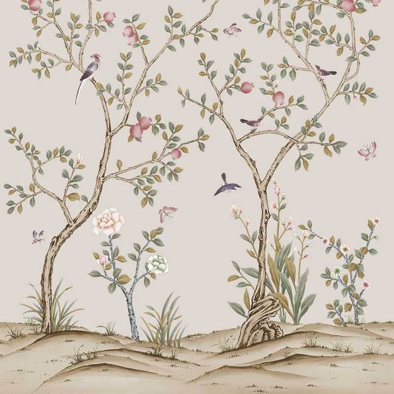 Tempaper & Co Chinoiserie Pomegranate Peel & Stick Wall Mural