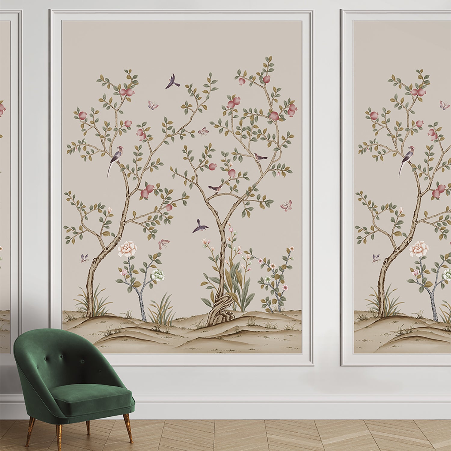 Tempaper & Co Chinoiserie Pomegranate Peel & Stick Wall Mural