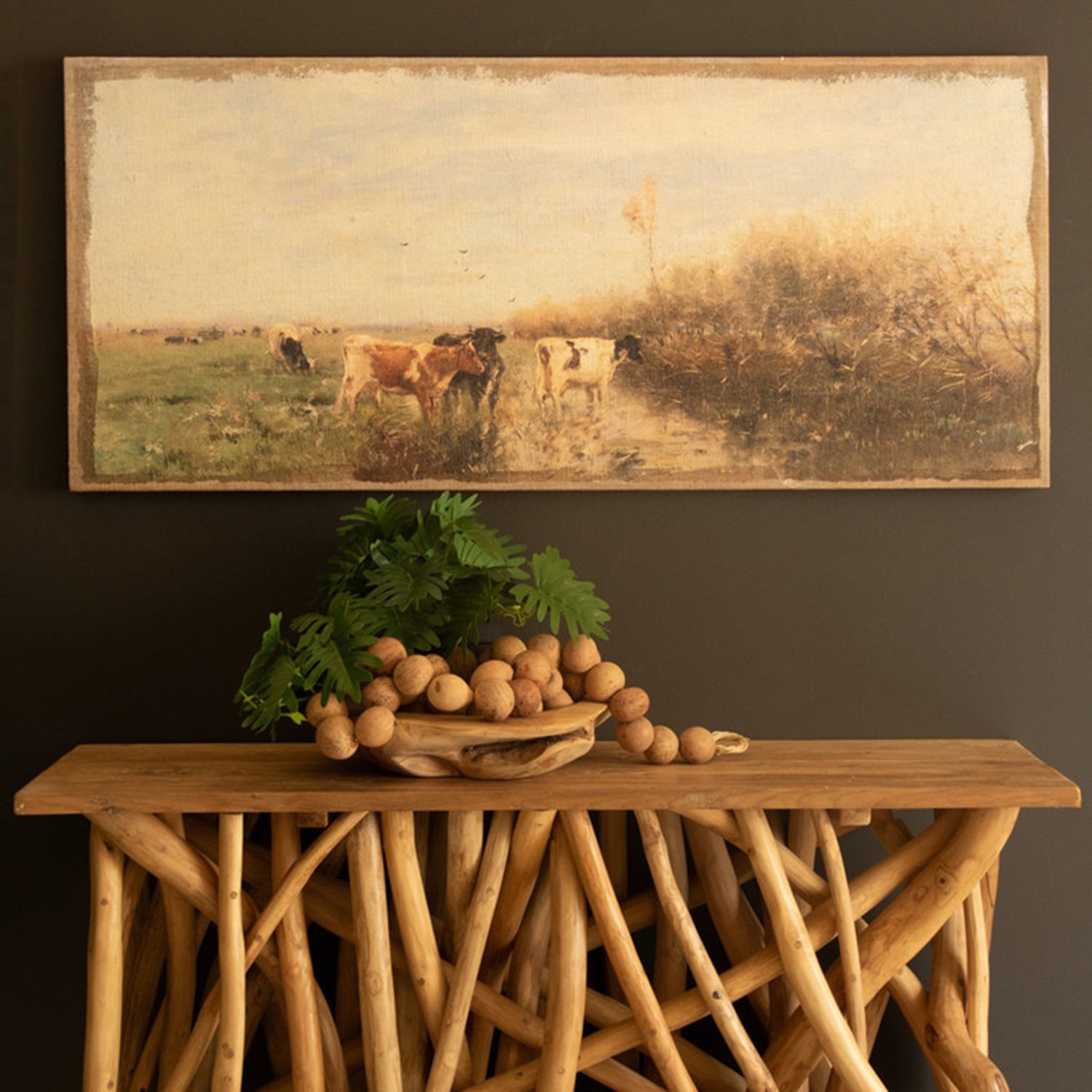 Canvas Paint over Print Cows #1