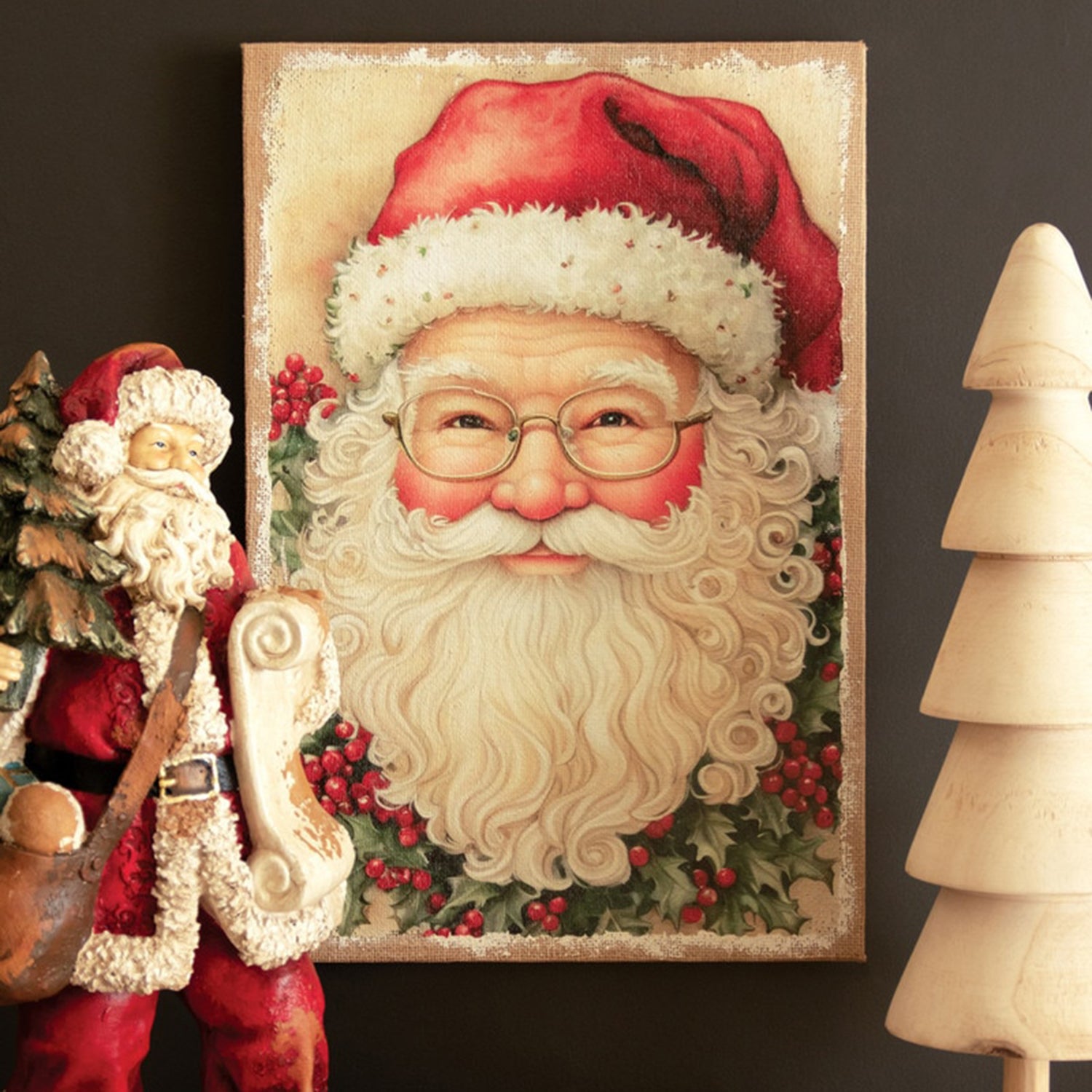 Canvas Paint over Print Santa