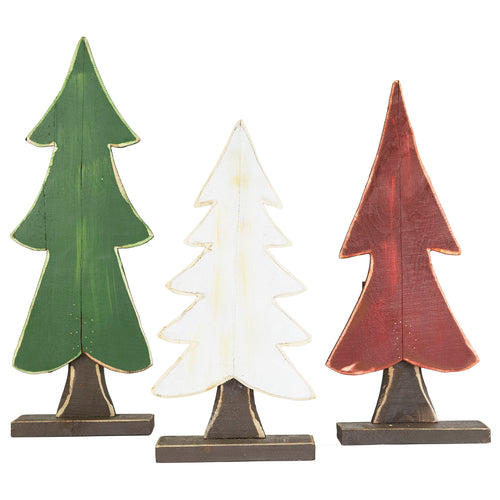 Painted Christmas Tree Tabletop Accent Set of 3