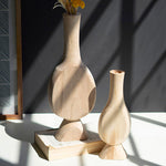 Carved Wooden Bud Vase Set of 2