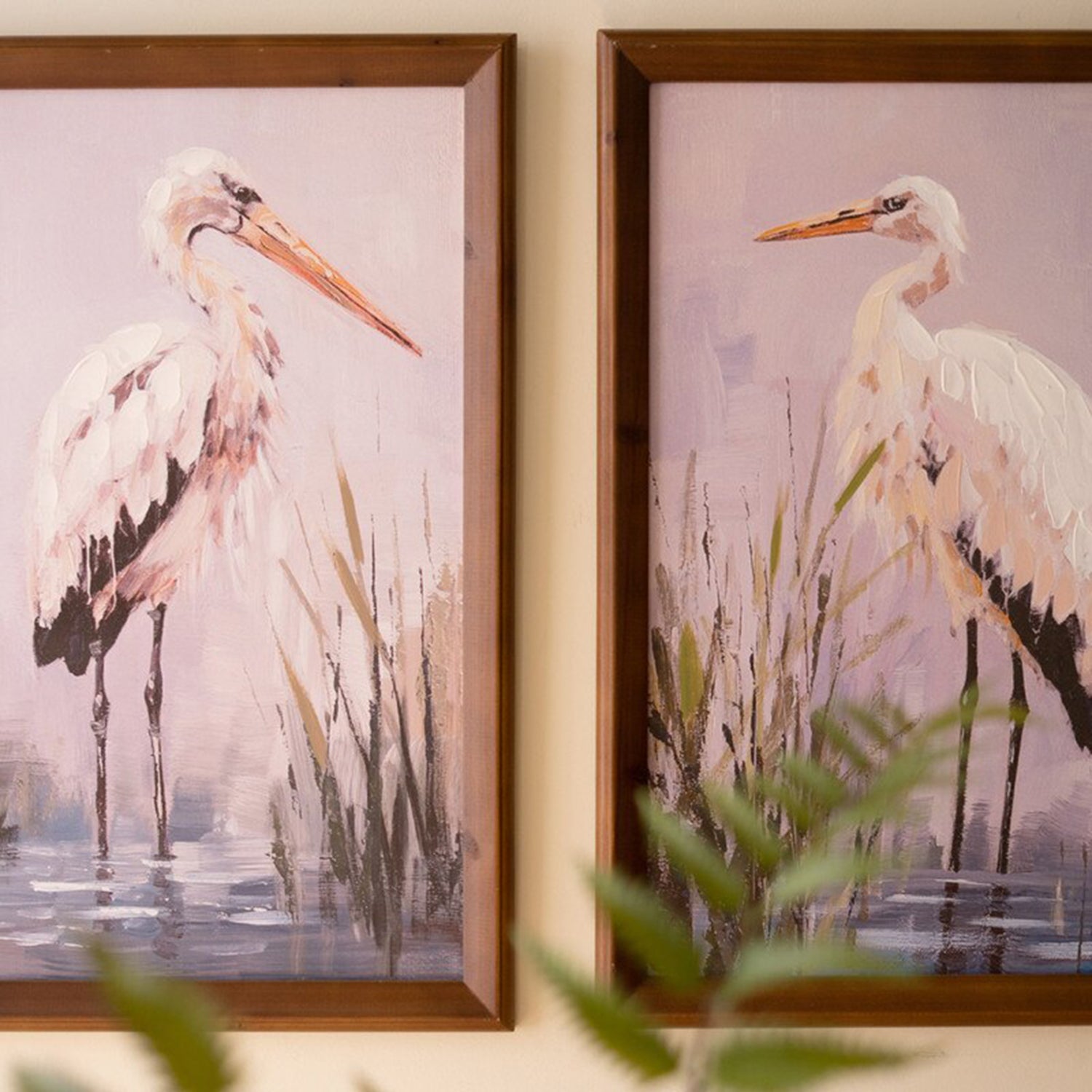 Heron Paint over Framed Print Set of 2
