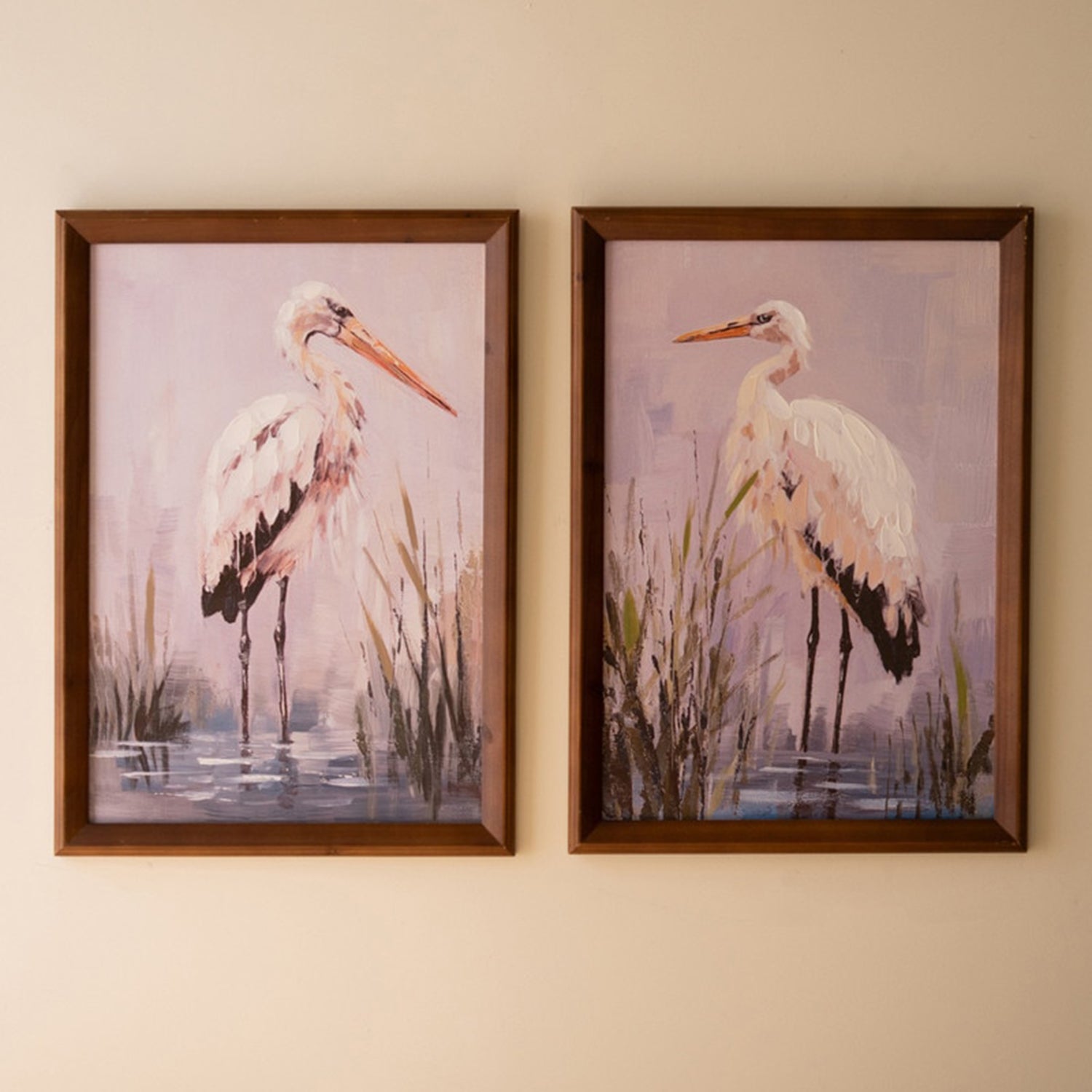 Heron Paint over Framed Print Set of 2