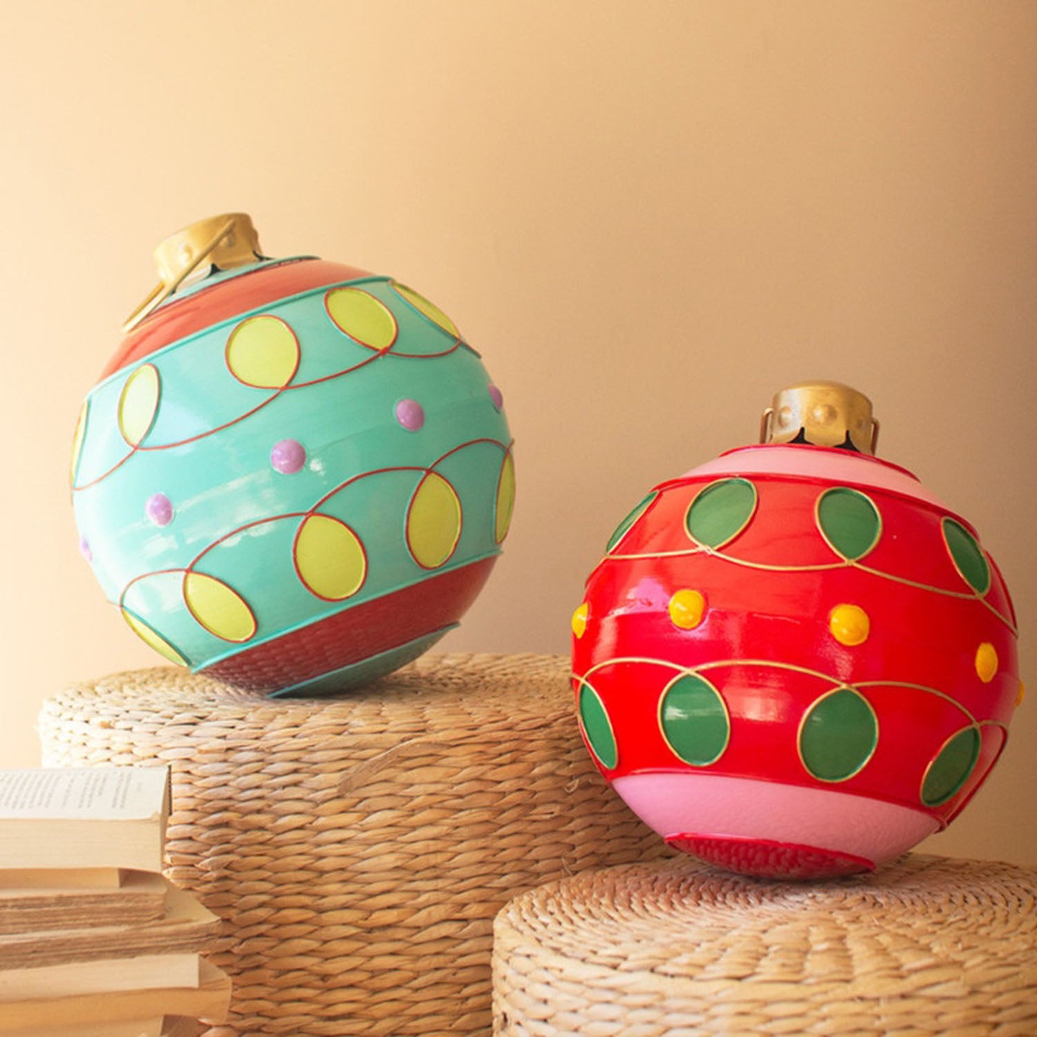 Colorful Christmas Ball Ornament Set of 2