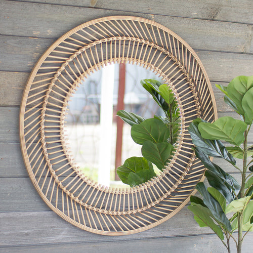 Round Bamboo Wall Mirror