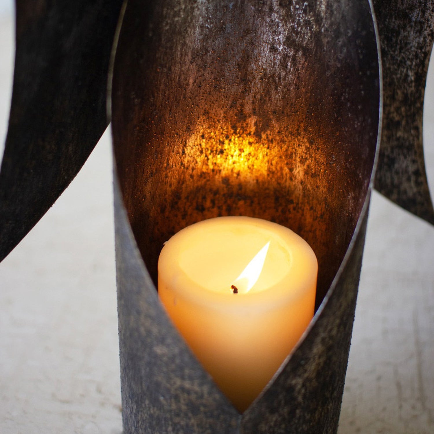 Rustic Metal Angel Candle Holder Set of 2