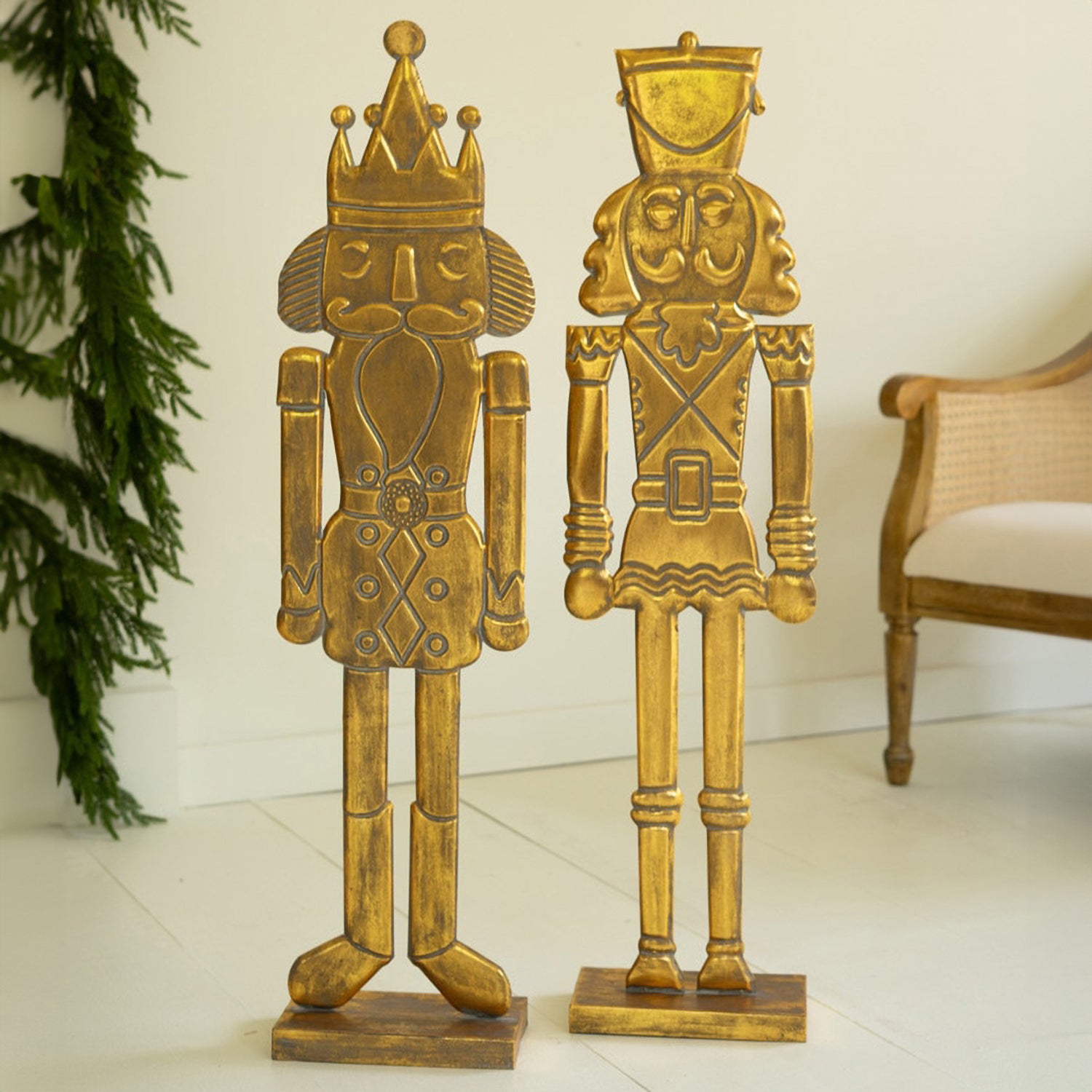 Antique Gold Nutcracker Set of 2 – 42in Metal | Paynes Gray