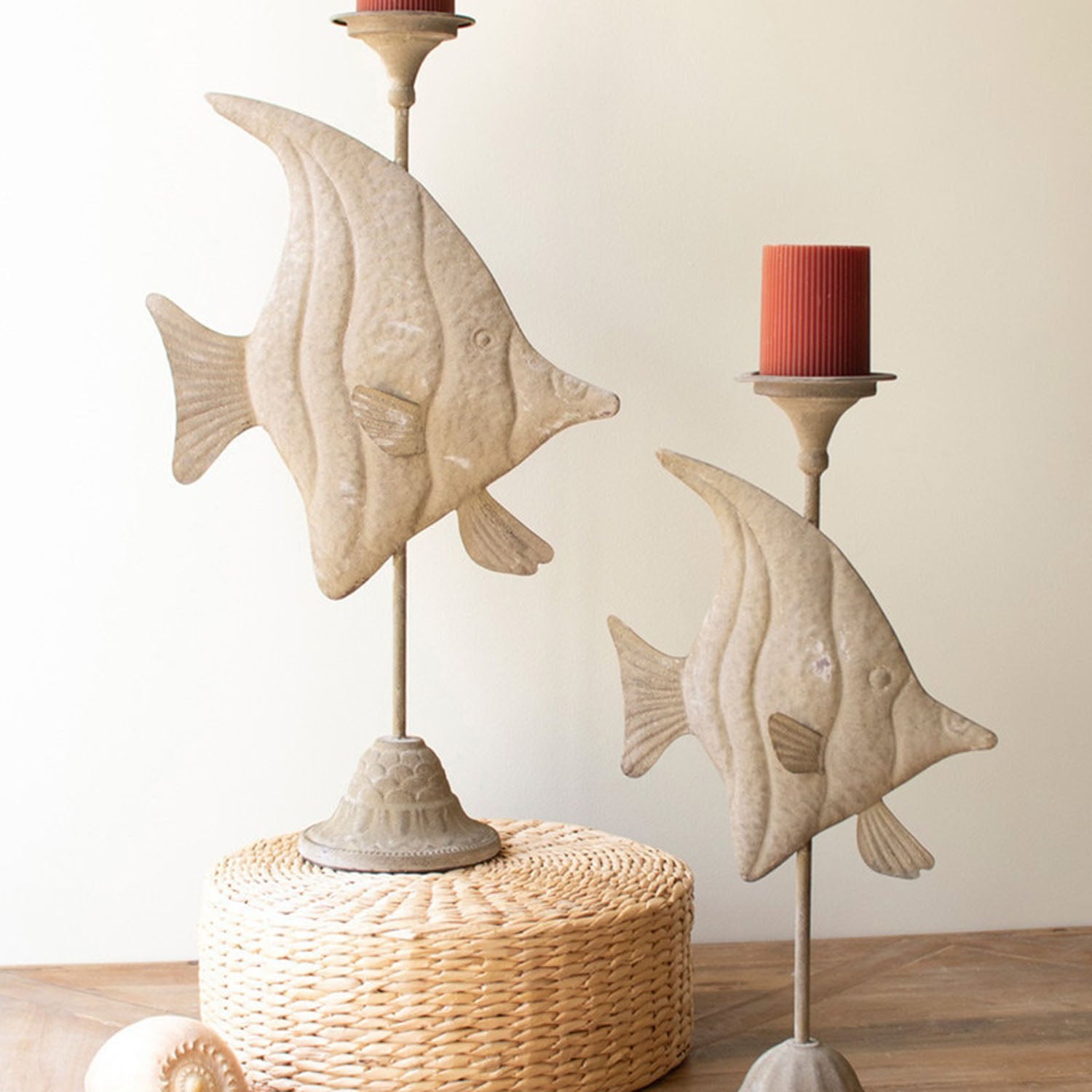 Rustic Fish Candle Holder Set of 2