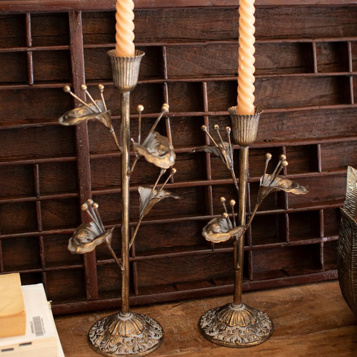 Flower Taper Candel Holder Set of 2