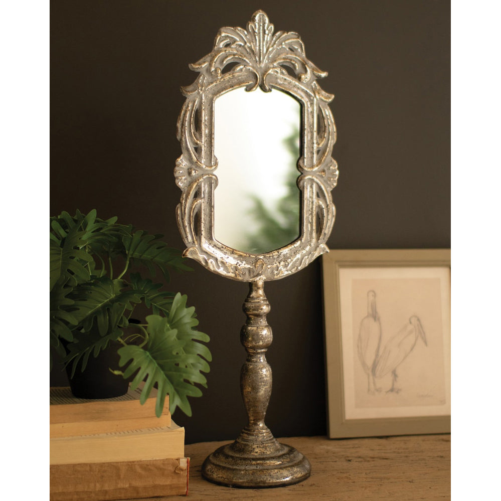 Metal Table Mirror with Pedestal