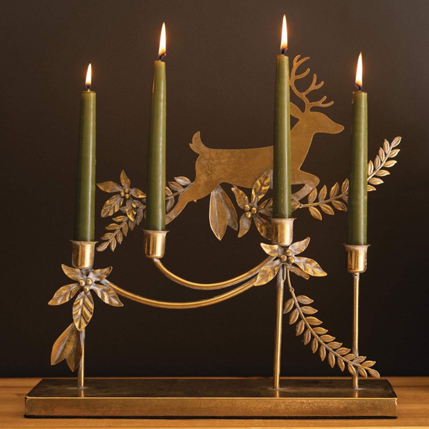 Metal Reindeer Taper Candelabra