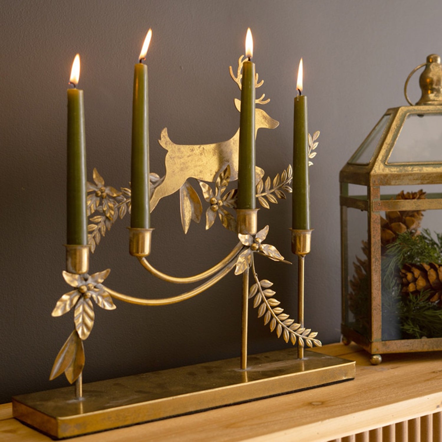 Metal Reindeer Taper Candelabra