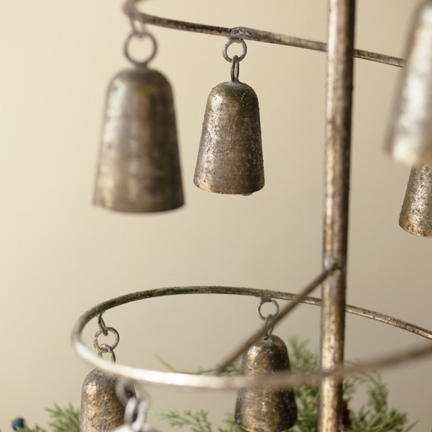 Metal Christmas Tree with Bells, Bow and Star