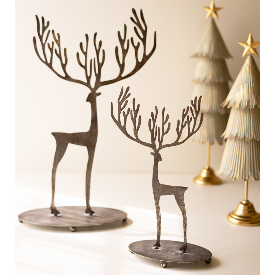 Rustic Distressed Metal Reindeer Set of 2