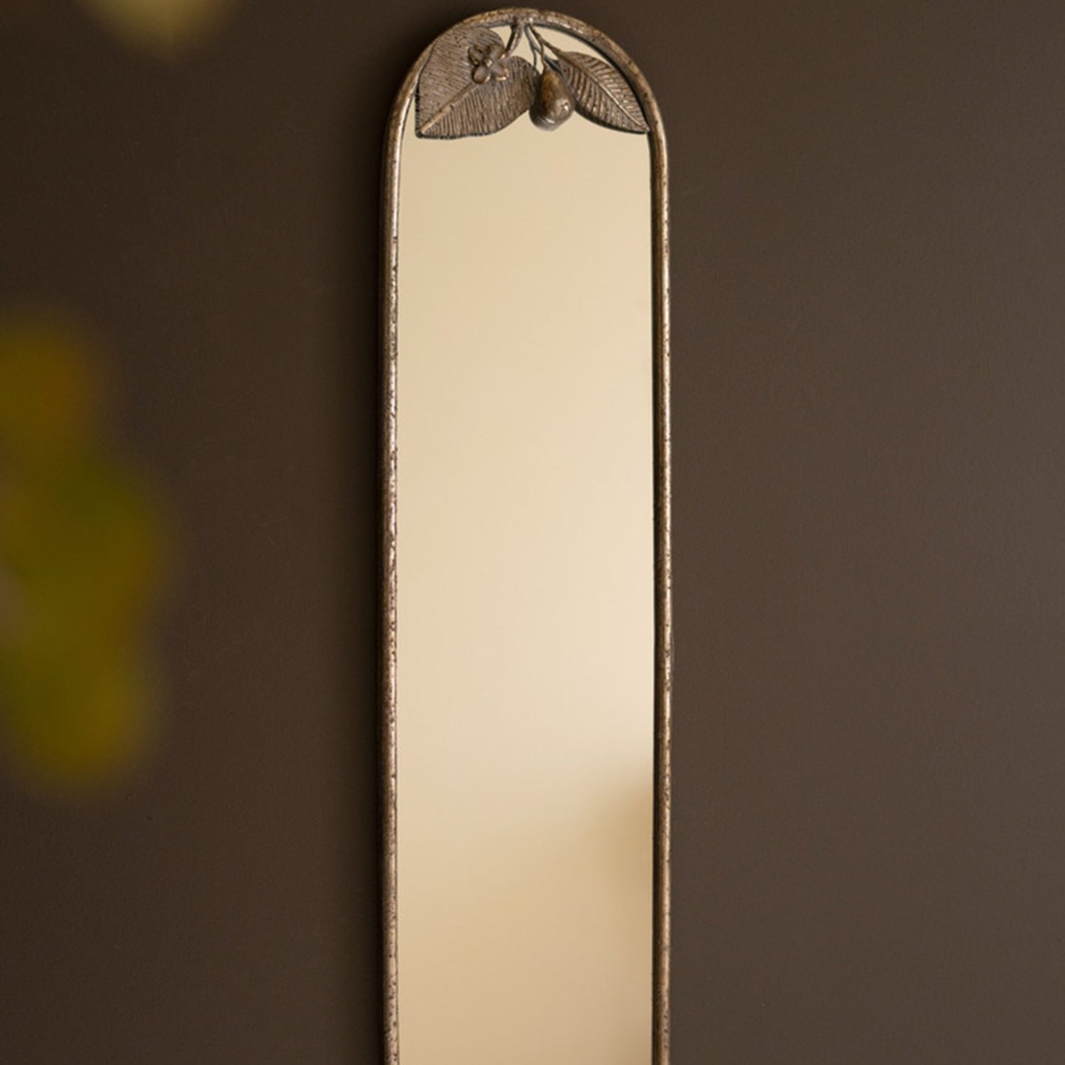 Tall Rustic Framed Mirror with Leaf