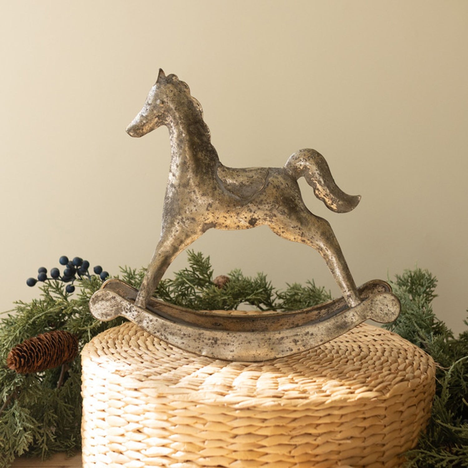 Rustic Metal Christmas Rocking Horse