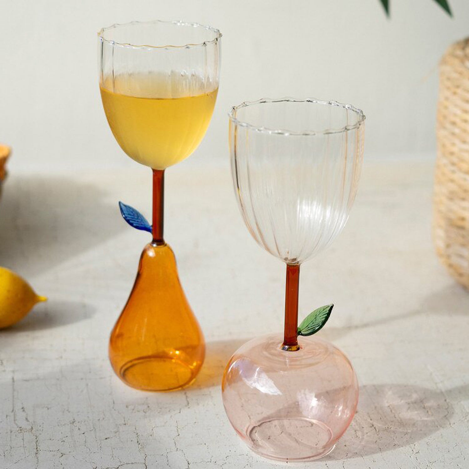 Wine Glass with Apple Base Set of 6