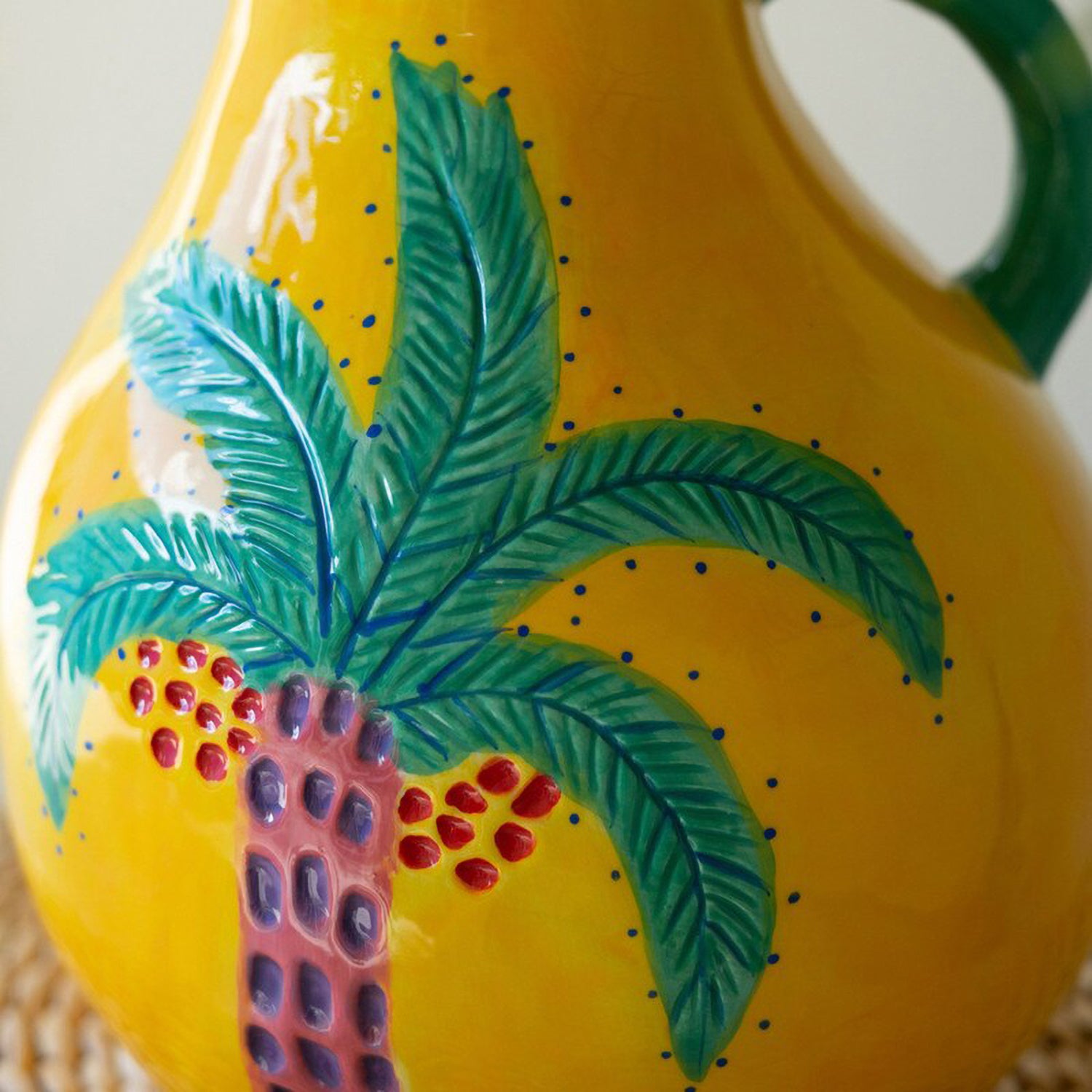 Ceramic Palm Tree Vase with Handle