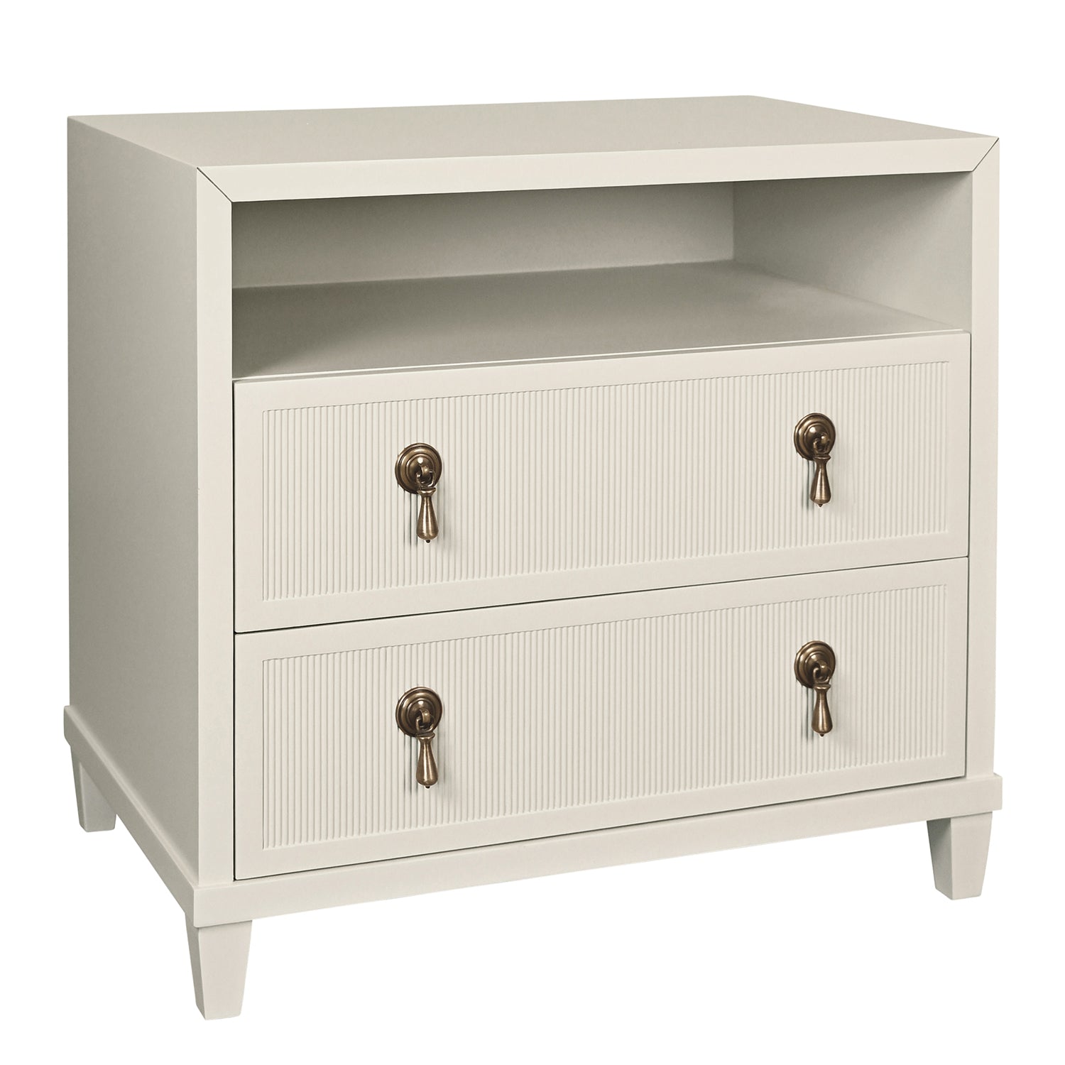 Worlds Away Corine Antique White Two Drawer Side Table