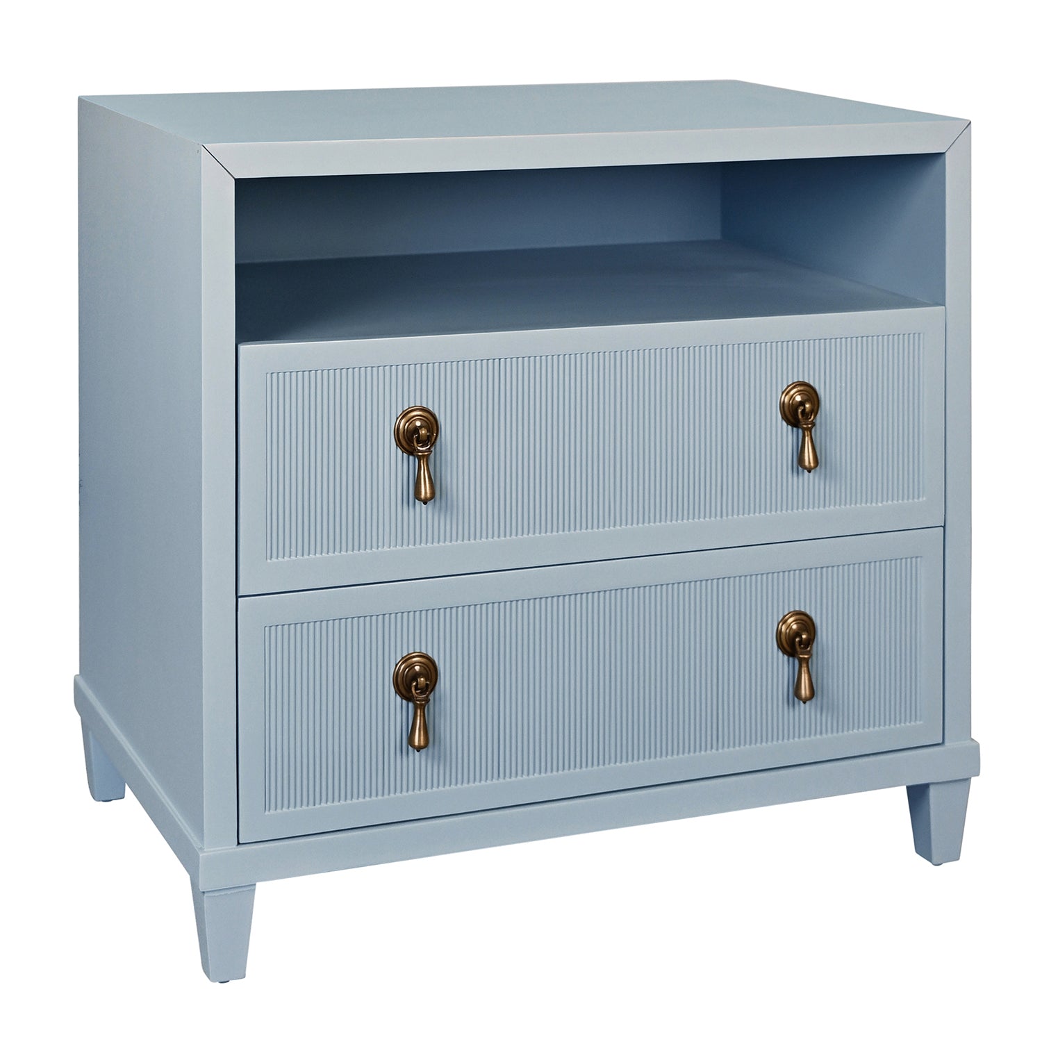 Worlds Away Corine Light Blue Two Drawer Side Table