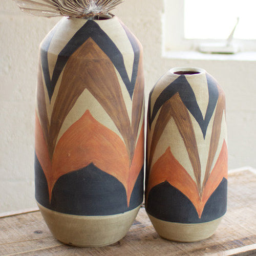 Tan & Brown Ceramic Vase Set of 2