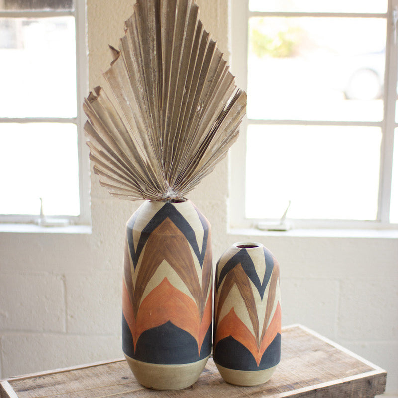 Tan & Brown Ceramic Vase Set of 2