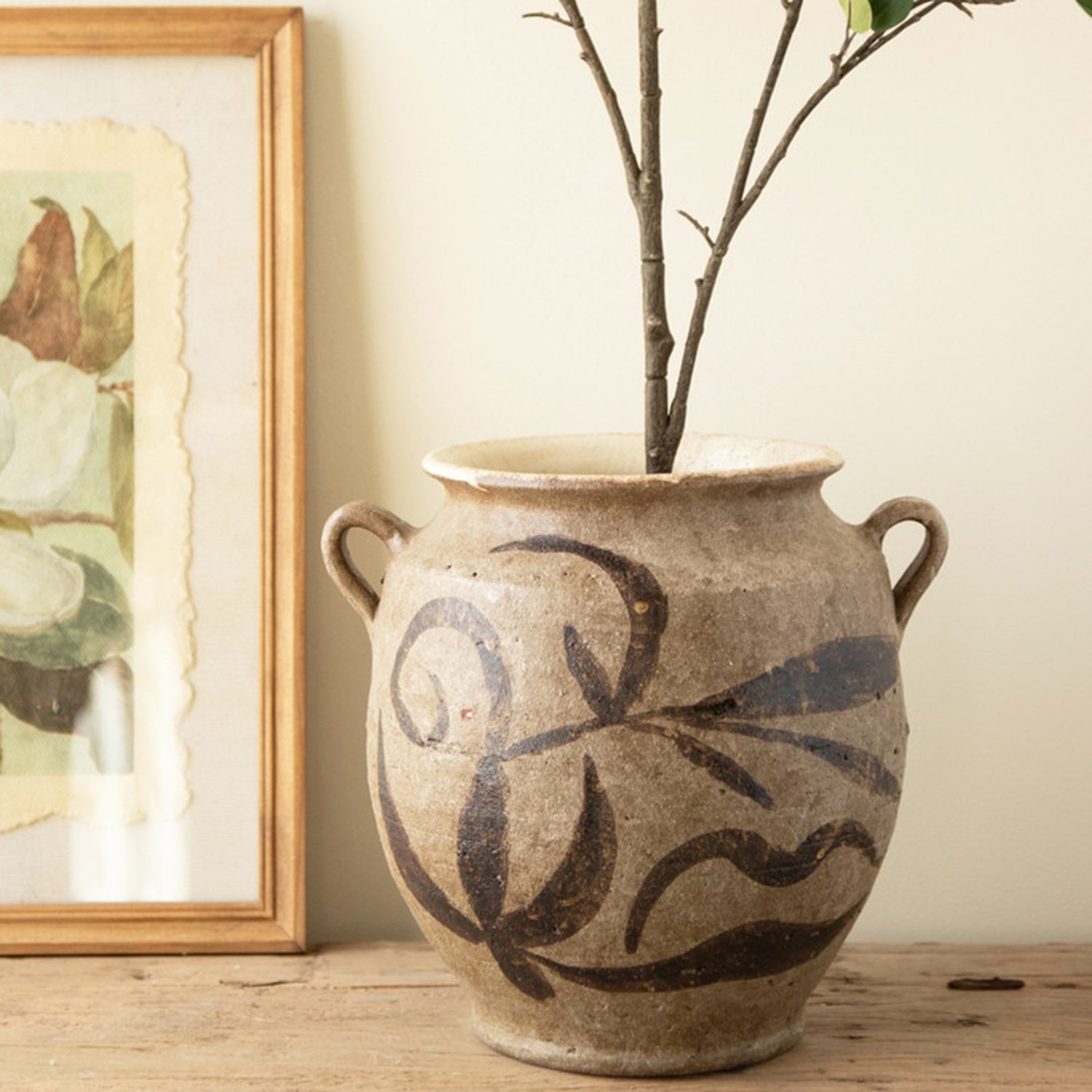 Rustice Ceramic Vessel with Two Handles