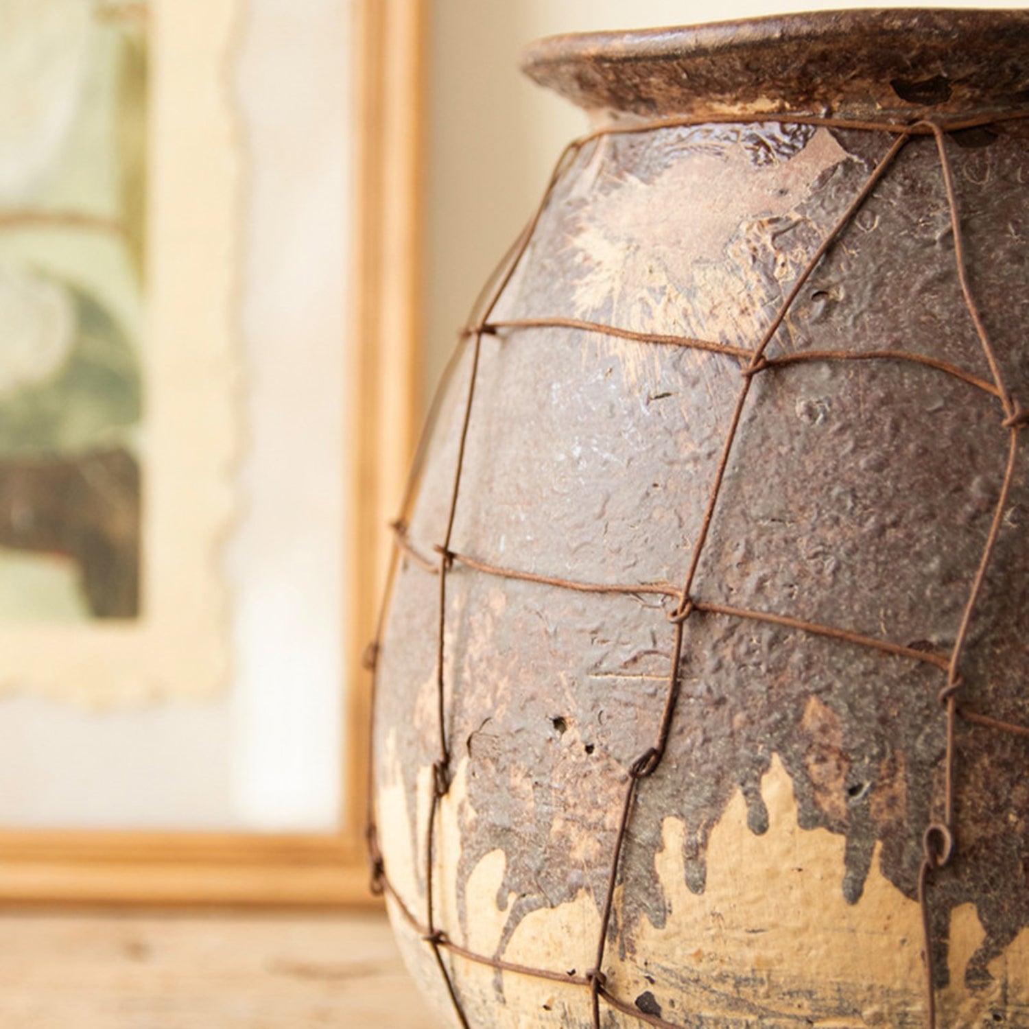 Rustice Ceramic Vessel with Wire