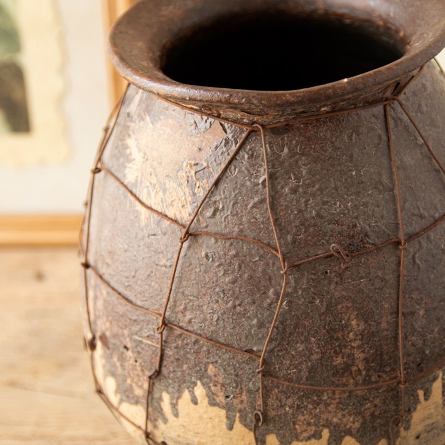 Rustice Ceramic Vessel with Wire