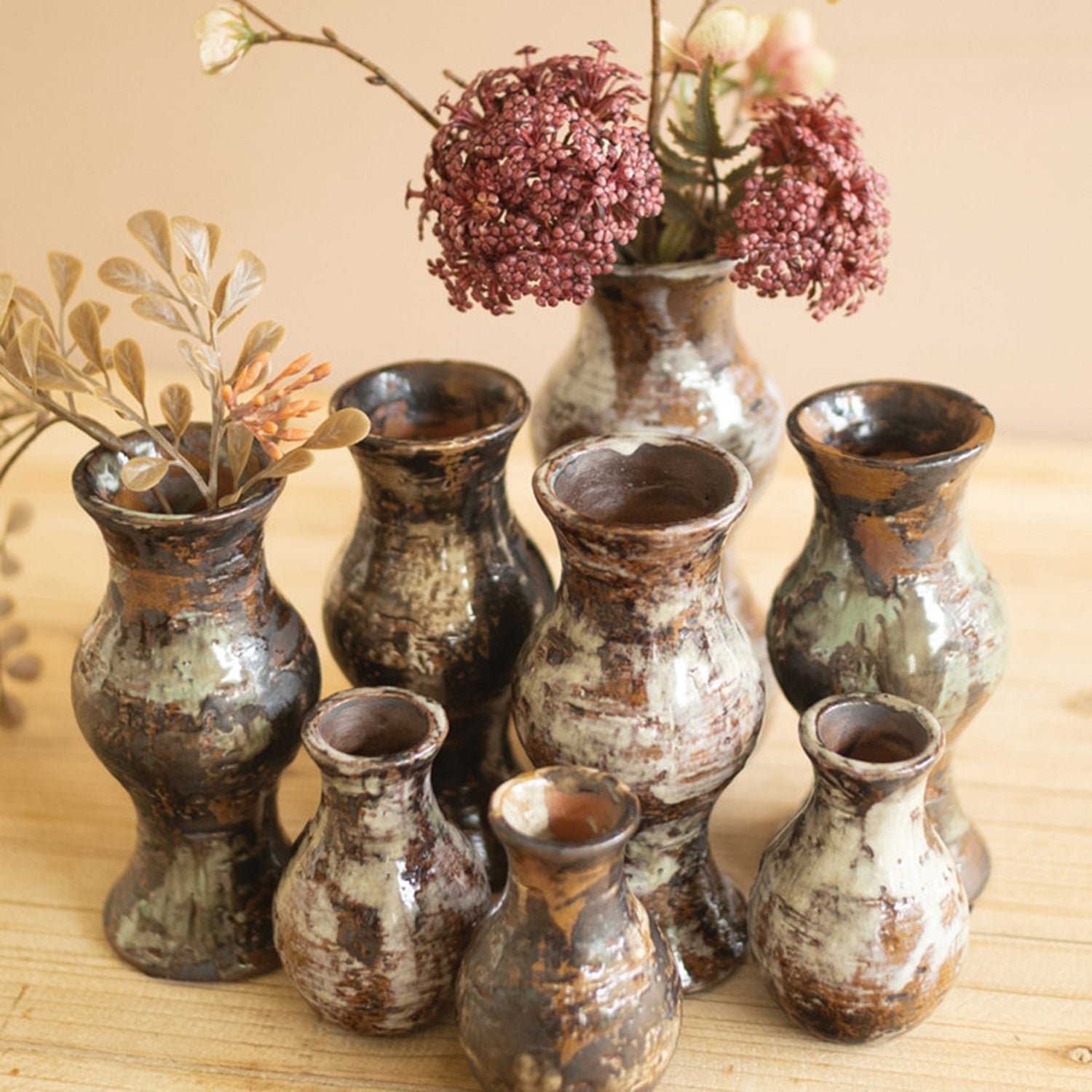 Rustic Bud Vase Set of 9