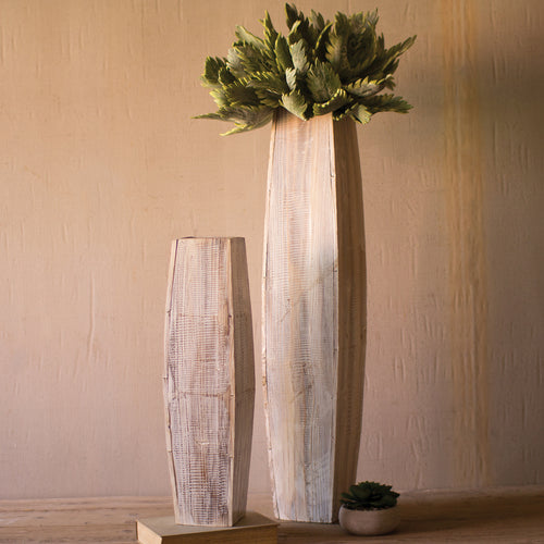 Oblong Wood Vase Set of 2