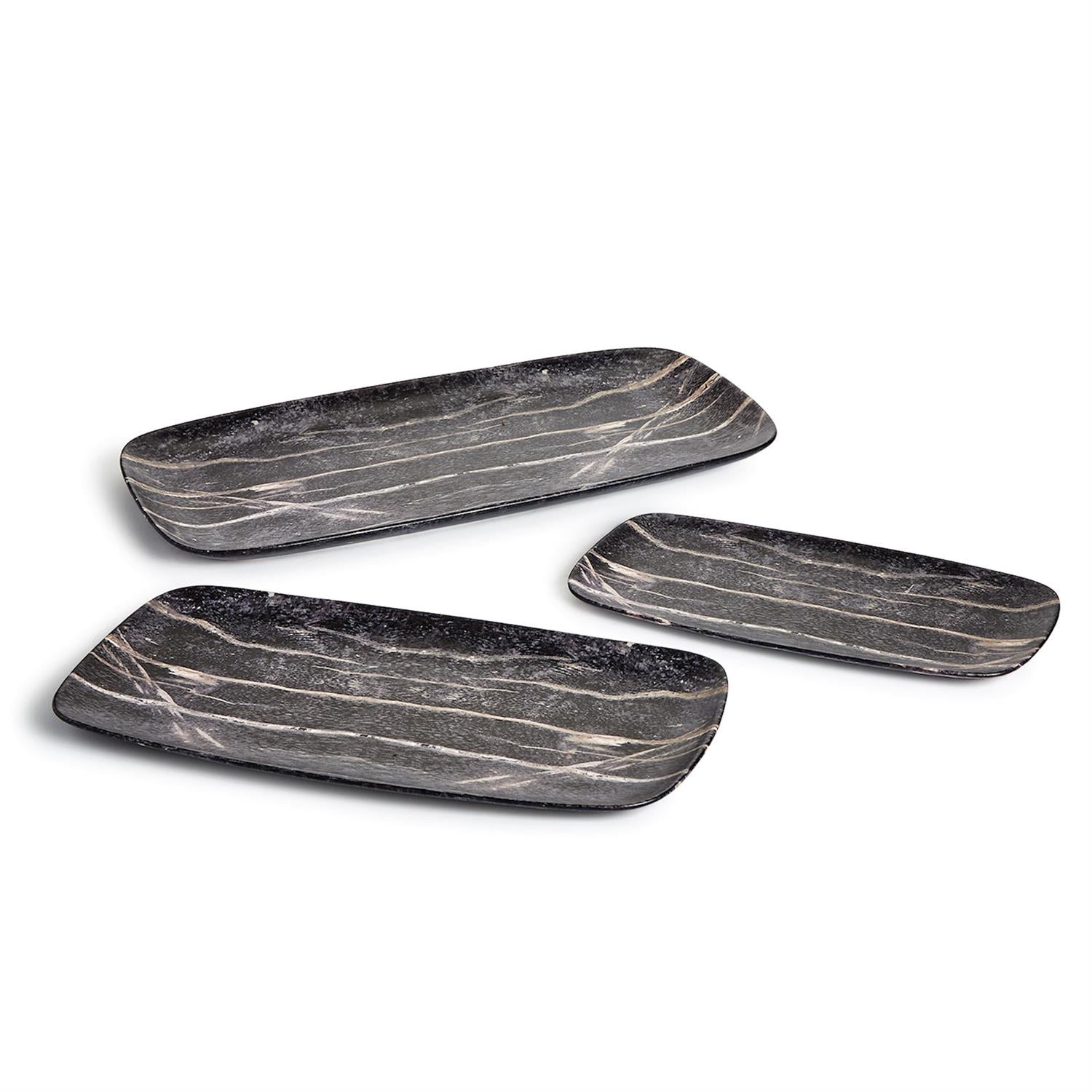 Faux Wood Platter Set of 3