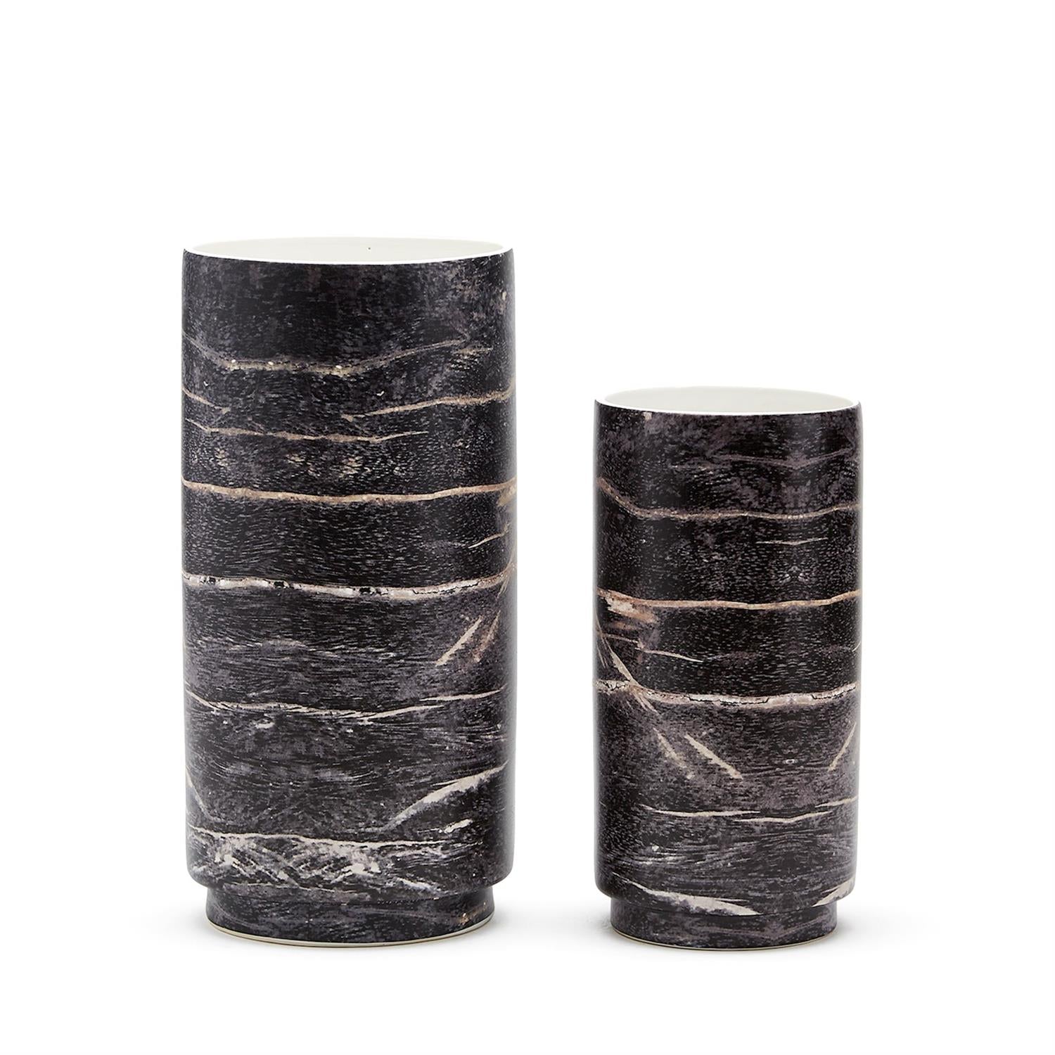 Faux Wood Vase Set of 2