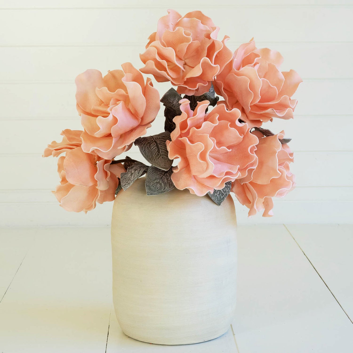 Peach Flower Faux Plant Stem Set of 6