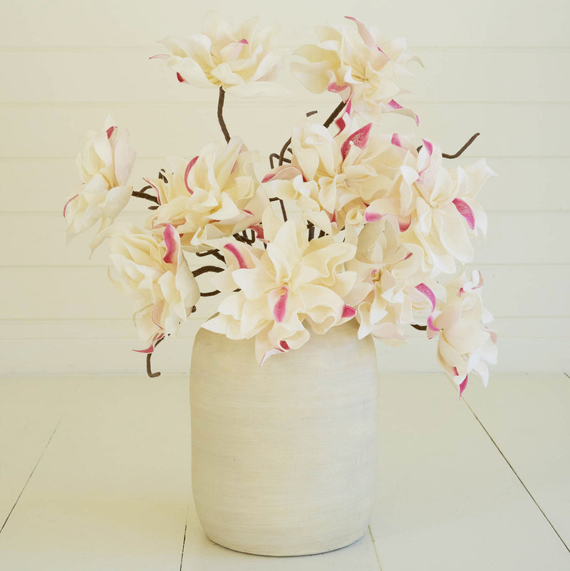 White & Pink Blossom Faux Plant Stem Set of 6