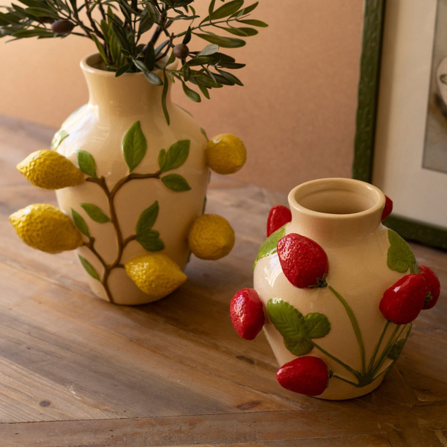 Ceramic Strawberries Vase