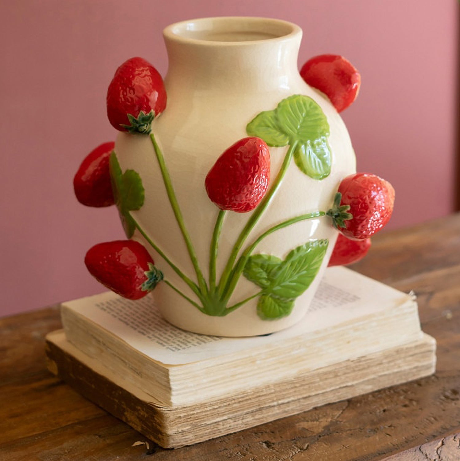 Ceramic Strawberries Vase