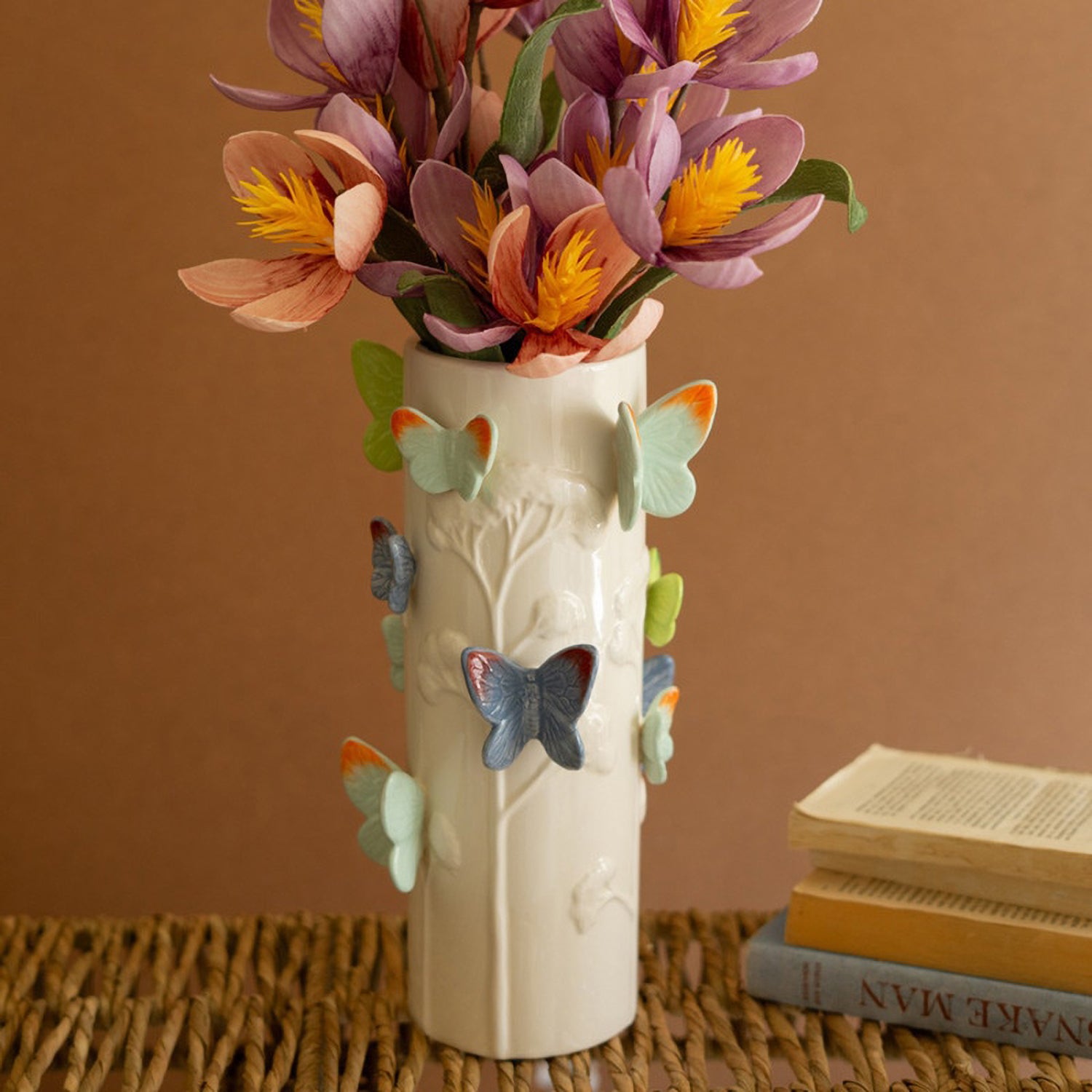 Colorful Butterflies Vase