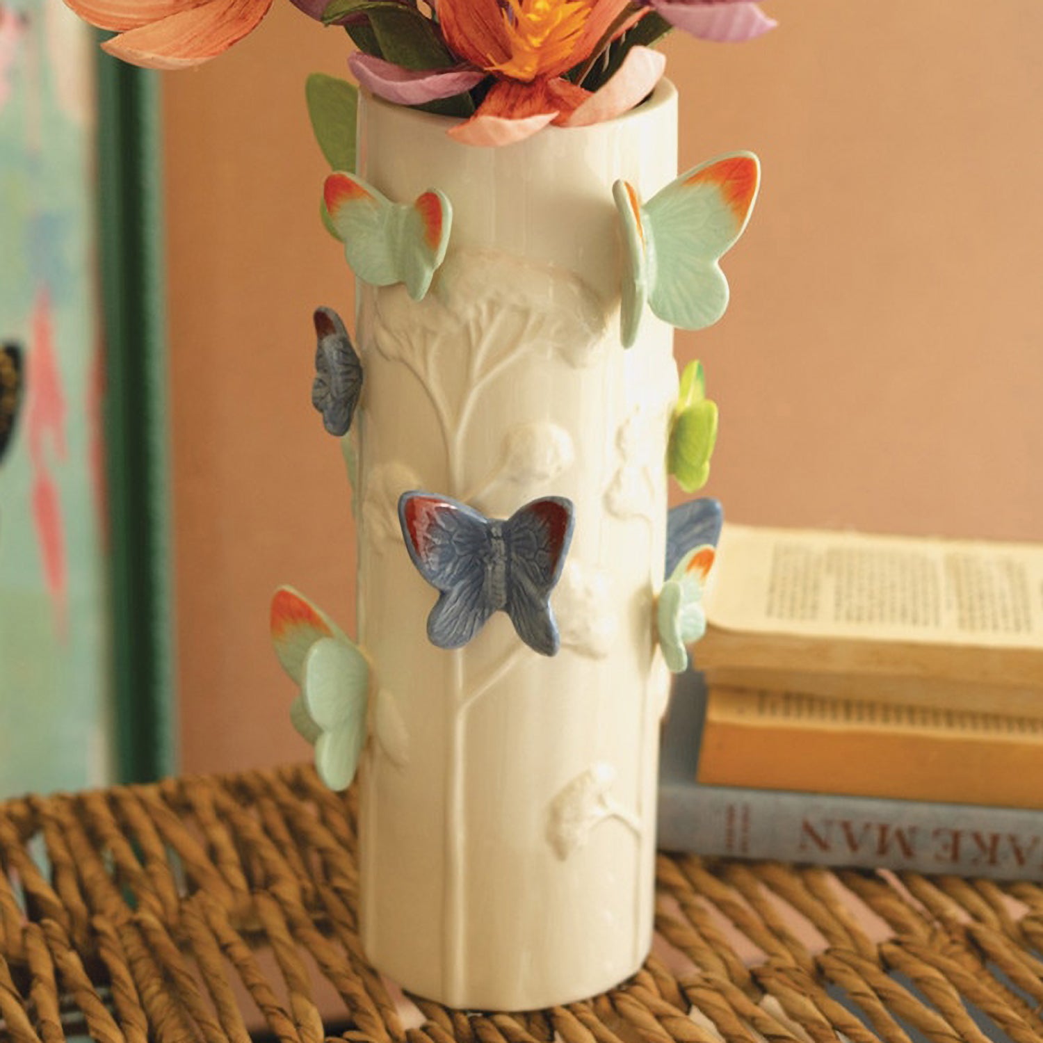 Colorful Butterflies Vase
