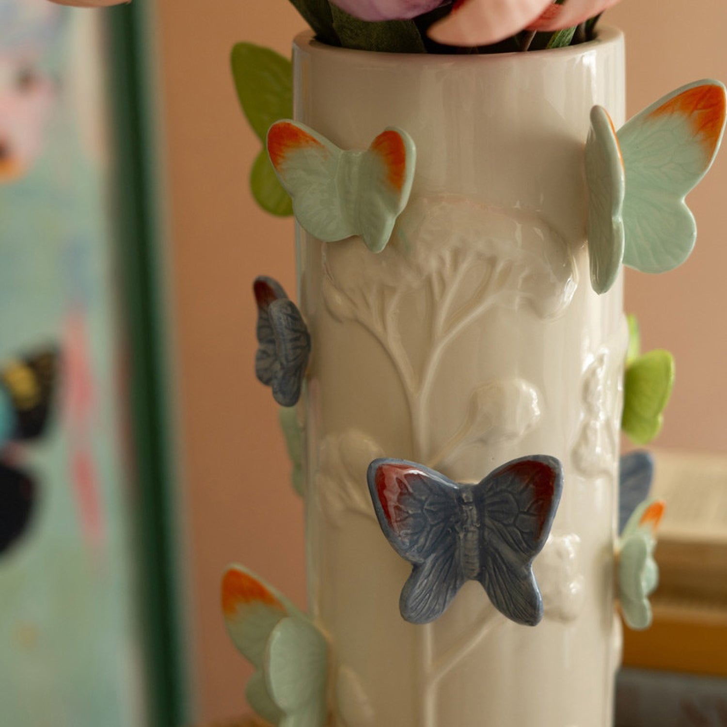 Colorful Butterflies Vase