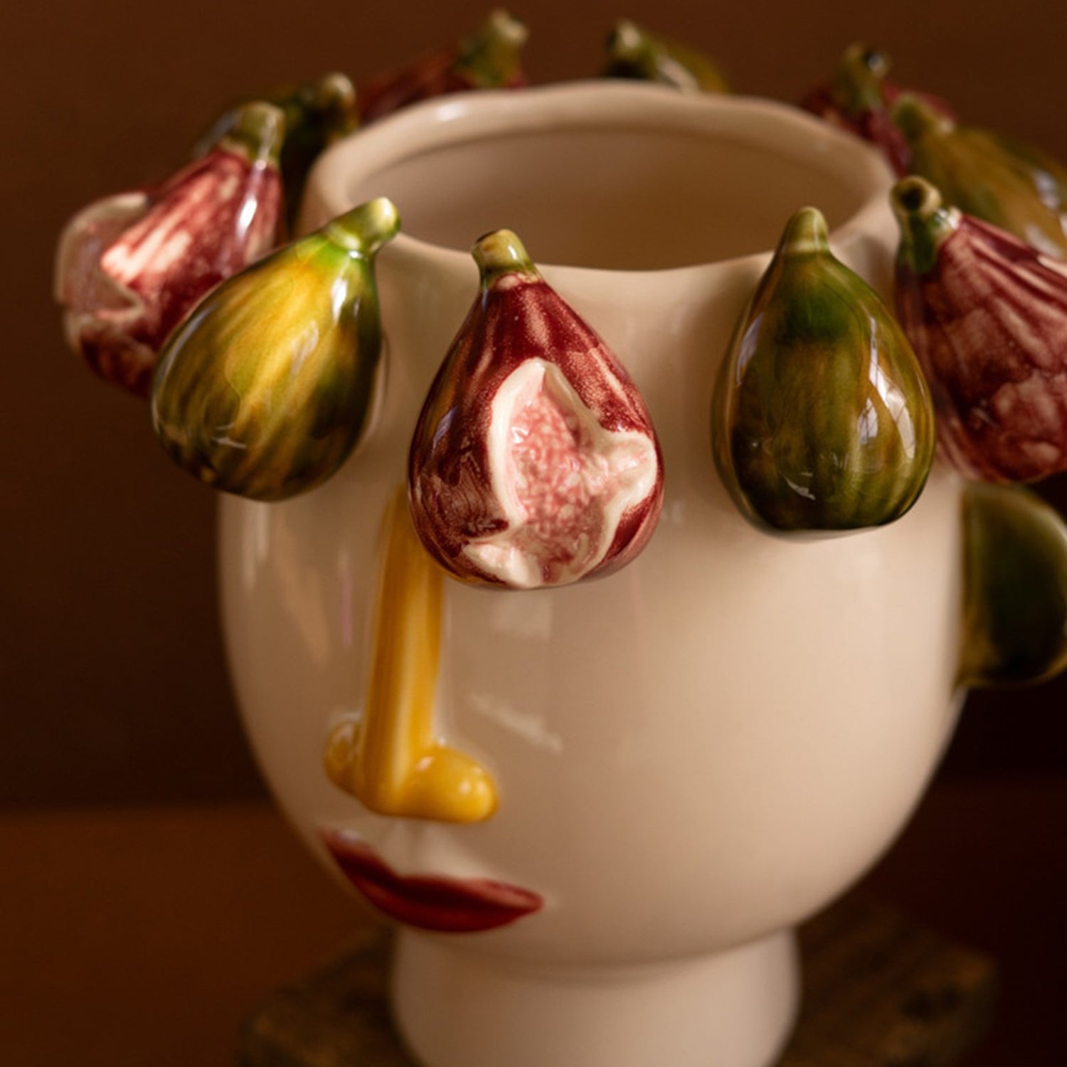 Ceramic Head Vase with Figs