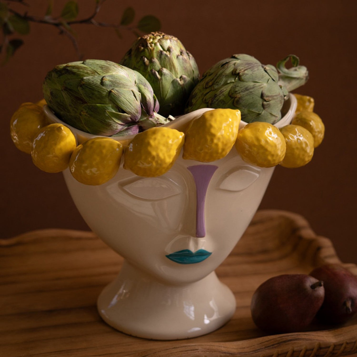 Ceramic Head Vase with Lemons