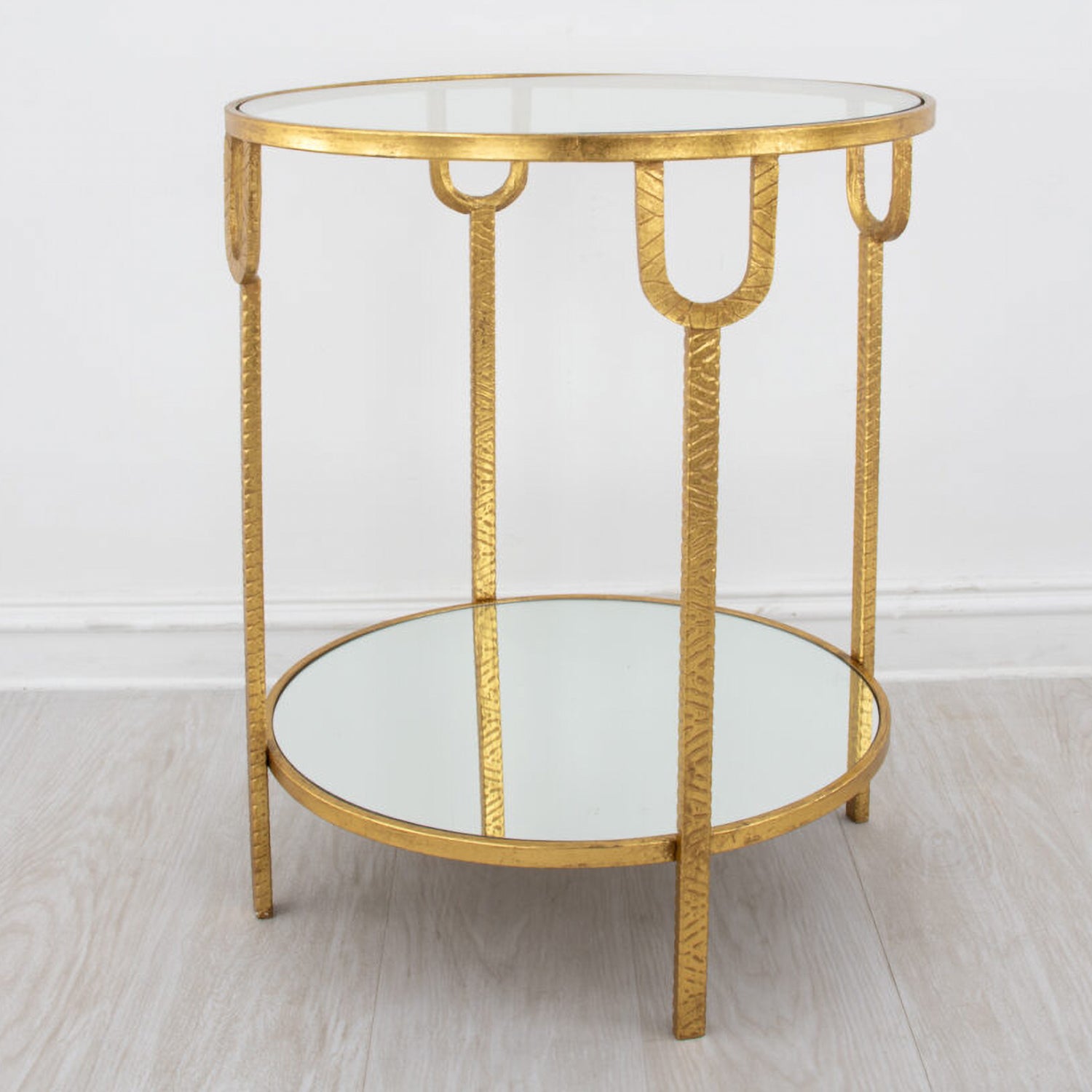 Textured Gold Round Side Table