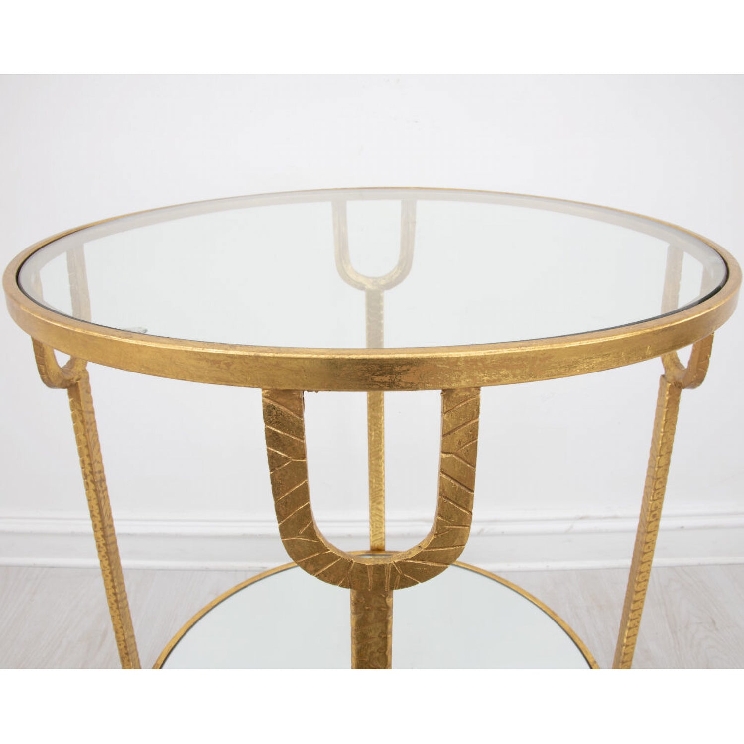 Textured Gold Round Side Table