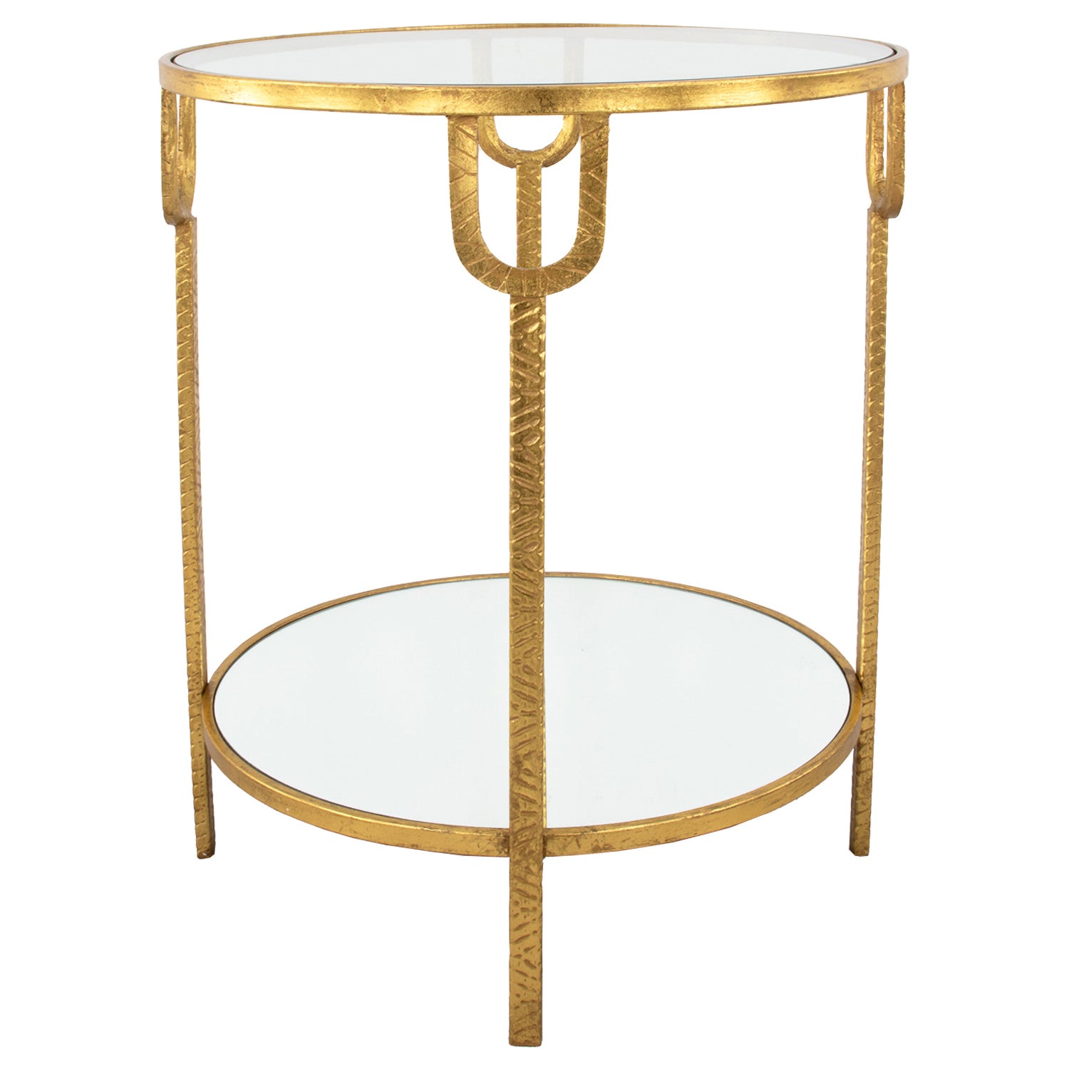Textured Gold Round Side Table