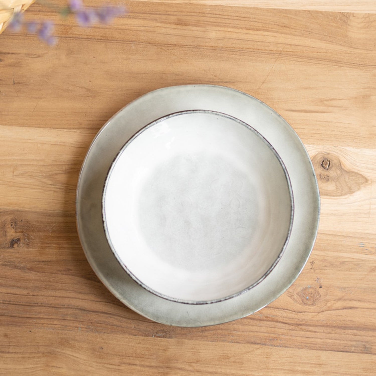 Antique Grey Ceramic Dinner Salad and Bowl Set of 3