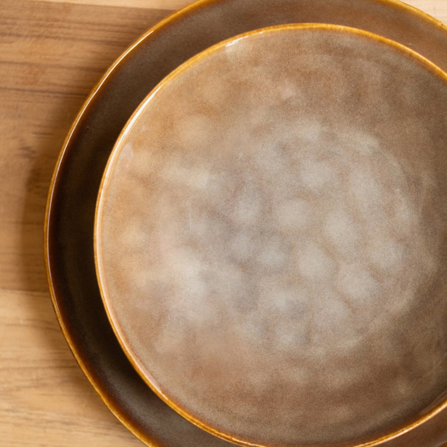 Antique Brown Ceramic Dinner Salad and Bowl Set of 3