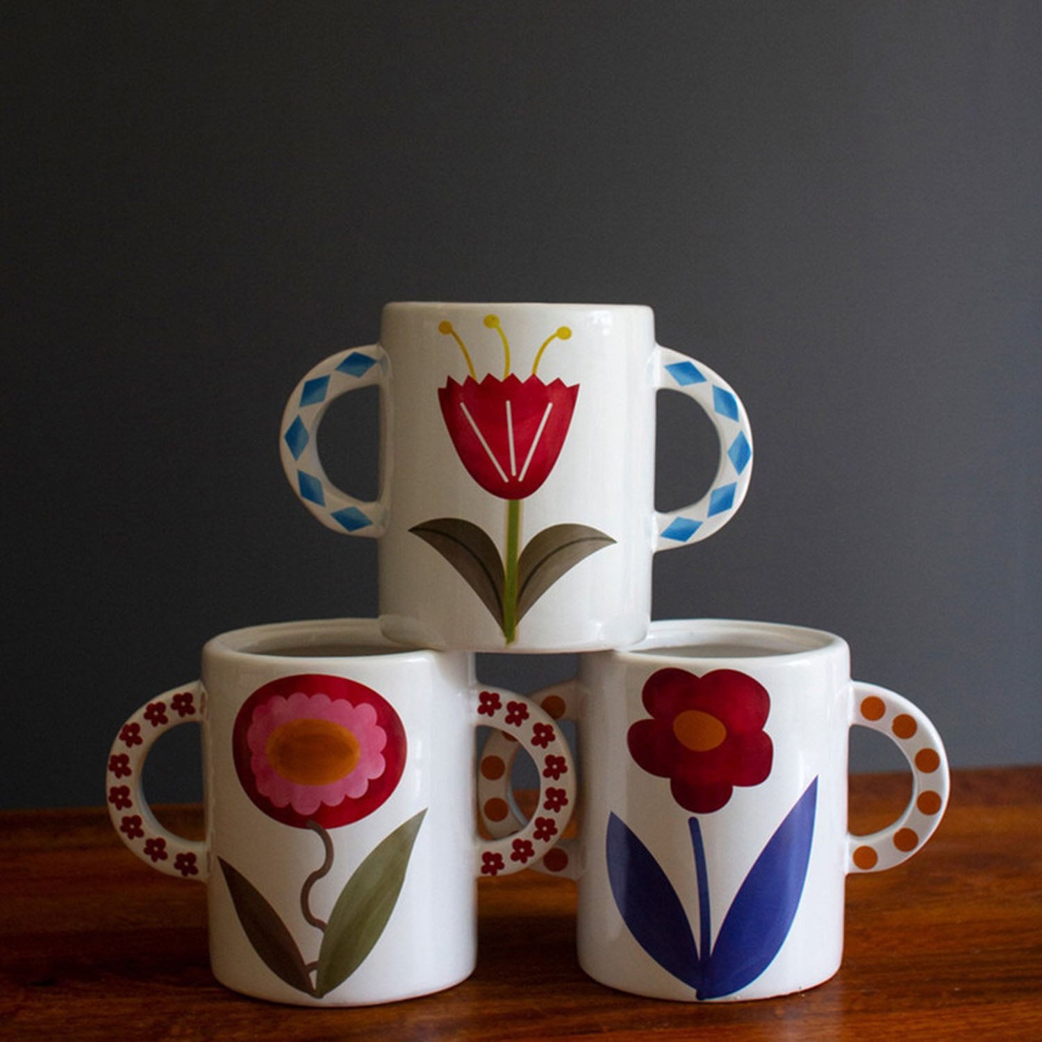 Double Handle Vase Set of 3